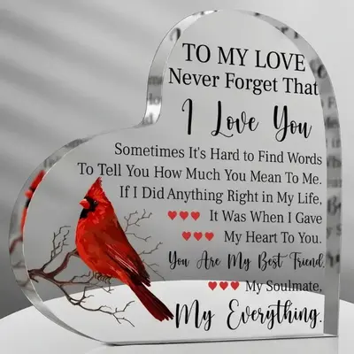 Heart Shaped Acrylic Ornament, 1 Count Creative Romantic Gift for Girlfriend & Boyfriend, Birthday Gift for Her Husband, Wife...