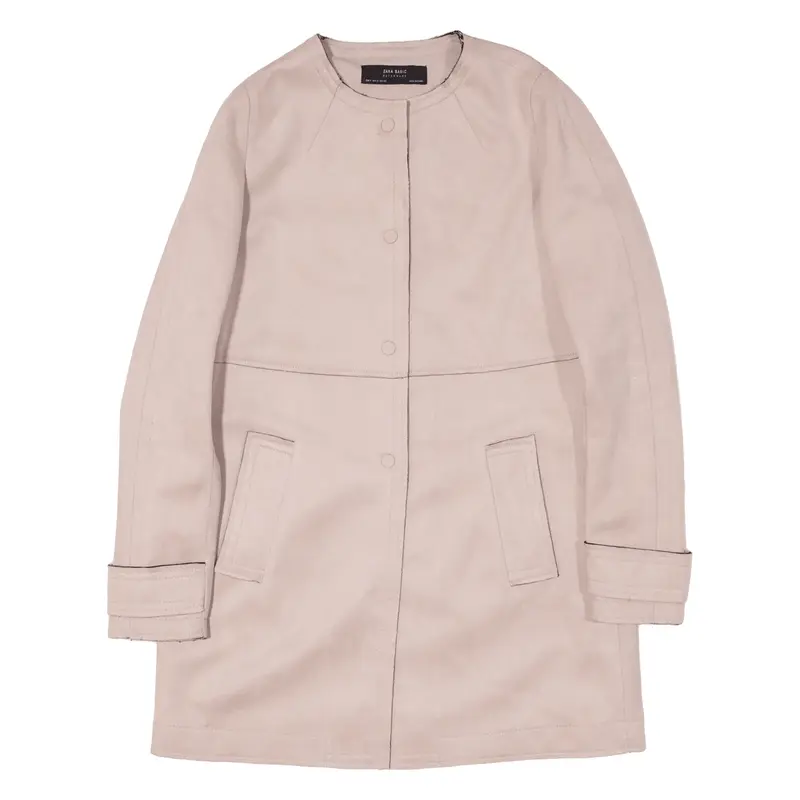 ZARA Basic Overcoat Jacket Pink Faux Suede Womens S
