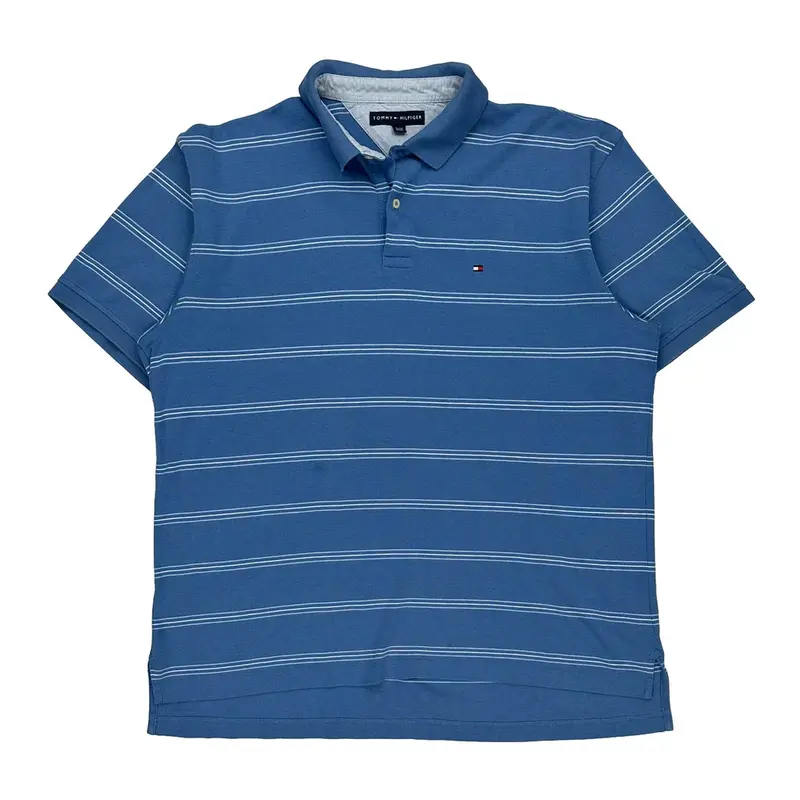 Tommy Hilfiger Striped Polo Shirt - XL Blue Cotton