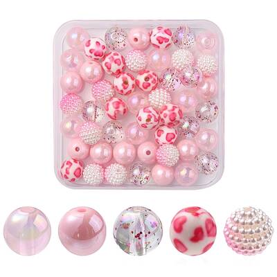 50Pcs 5 Style Acrylic Beads