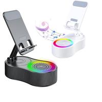 5 in 1 Wireless Speaker & Phone Holder, Multifunctional Portable Phone Stand, BT Speaker with LED Color Changing Light & Mobi...