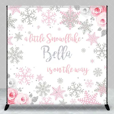 Aperturee Little Snowflake Floral Custom Baby Shower Backdrop, 3X3FT(1X1M), 15 USD, custom baby shower backdrops, DZHJ06560-O