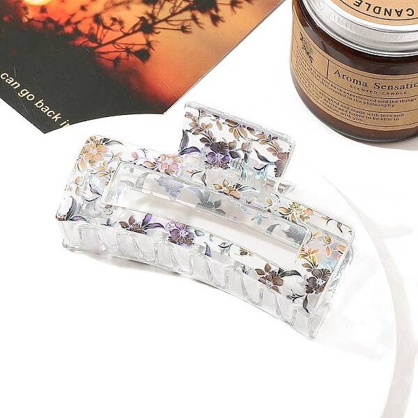 Rectangle Printed Plastic Claw Hair Clips