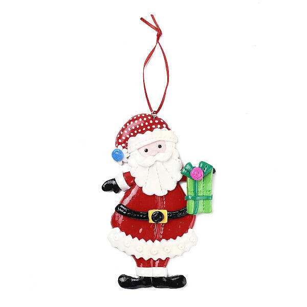 Christmas Santa Claus Handmade Polymer Clay Pendant Decorations