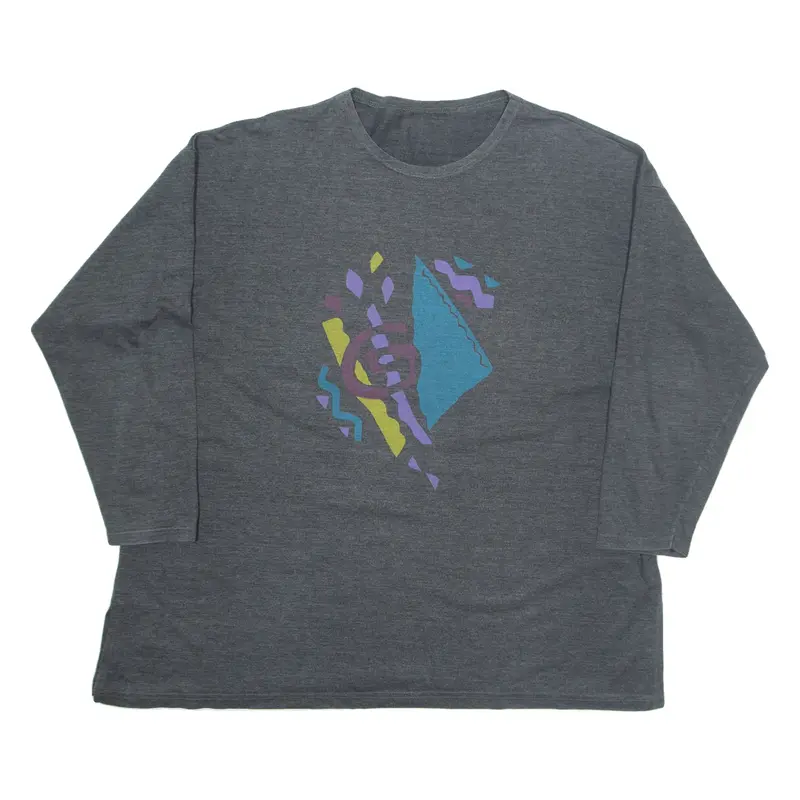 Womens T-Shirt Grey Long Sleeve 2XL