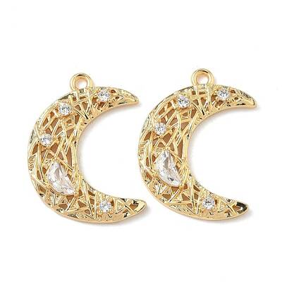 Brass Micro Pave Clear Cubic Zirconia Pendants