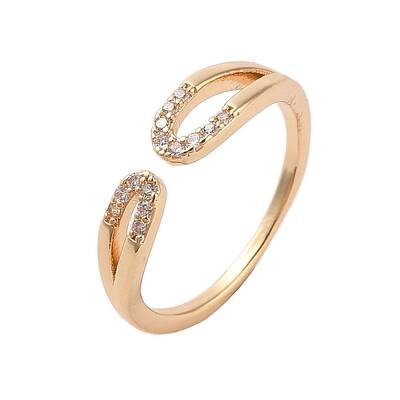 Brass Micro Pave Cubic Zirconia Open Cuff Rings