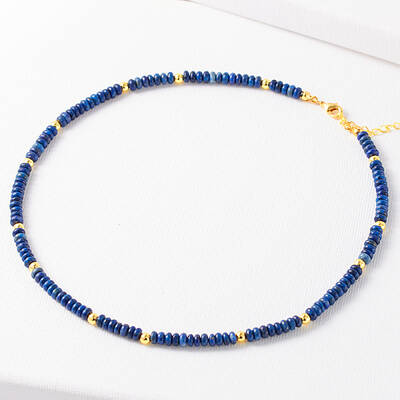 Simple Design Natural Lapis Lazuli Beaded Necklaces for Women