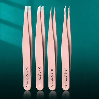 Professional Eyebrow Tweezers (4pcs/set), Manual Stainless Steel Eyebrow Trimmer, Portable Eyebrow Shaping Tool, Facial Makeu...