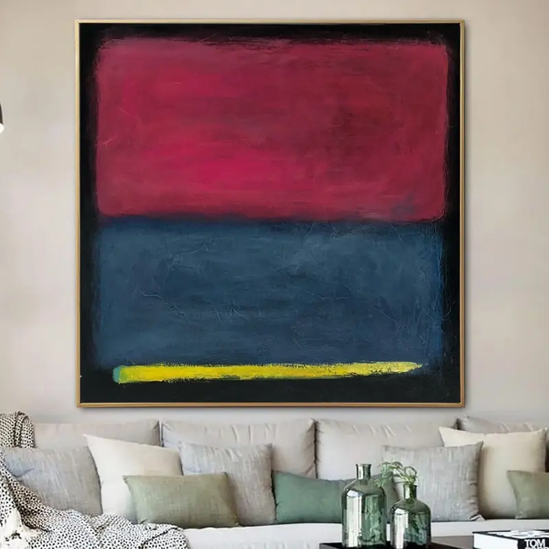 Mark Rothko Style Abstract Paintings On Canvas Expressionist Artwork In Blue And Red Colors 46x46 Handmade Painting Wall Deco...