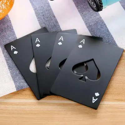 Creative Playing Card Shaped Bottle Opener, 1  Count Poker Card Design Iron Bottle Opener, Multi-functional Bottle Cap Remove...