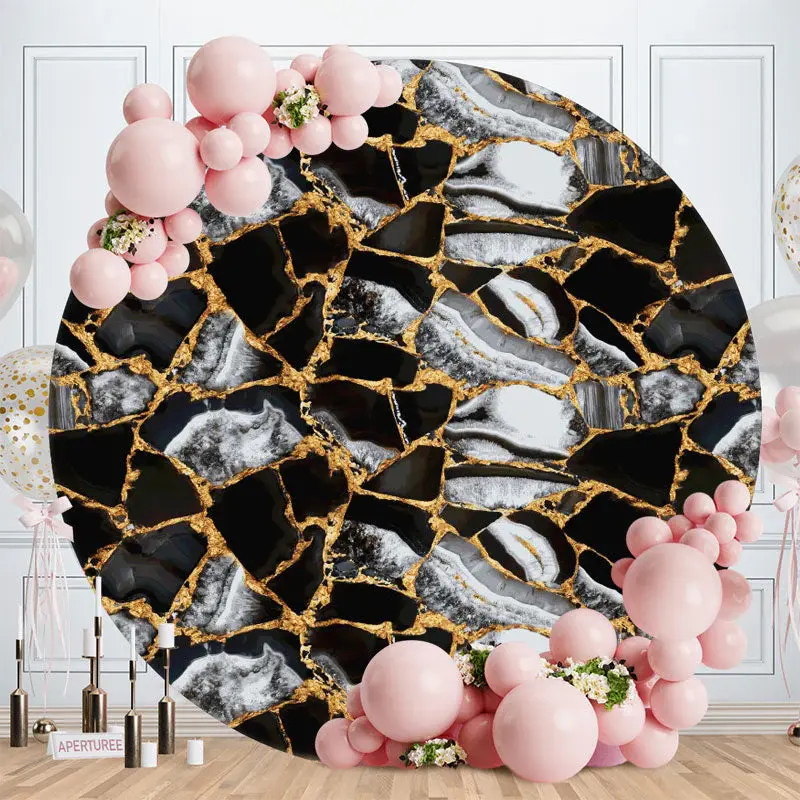 Aperturee Pink Glitter Round 18Th Happy Birthday Backdrop | Round Backdrop Stand Covers | Birthday Backdrop Ideas | Circle Ba...