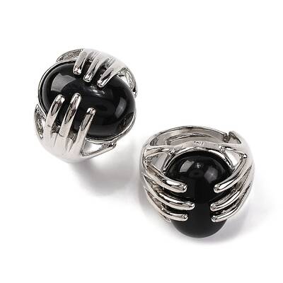 Oval Natural Obsidian Finger Ring