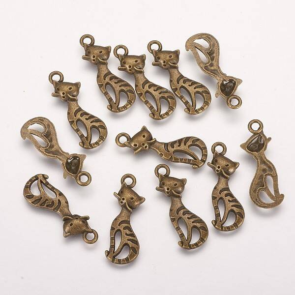 Tibetan Style Alloy Kitten Pendants