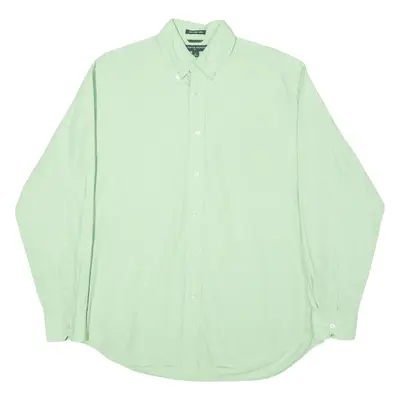TOMMY HILFIGER Golf Shirt Green Check Long Sleeve Mens M