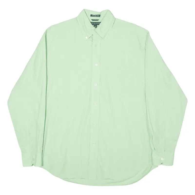 TOMMY HILFIGER Golf Shirt Green Check Long Sleeve Mens M
