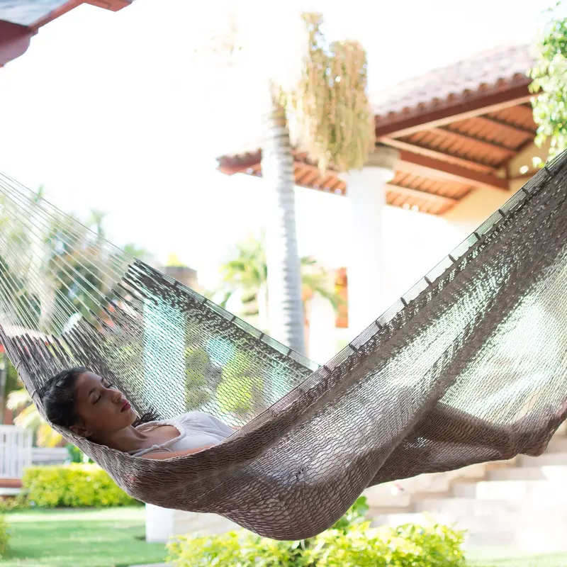 NOVICA Ashen Beach Solid Grey Hand Woven Cotton Maya Hammock (Single)