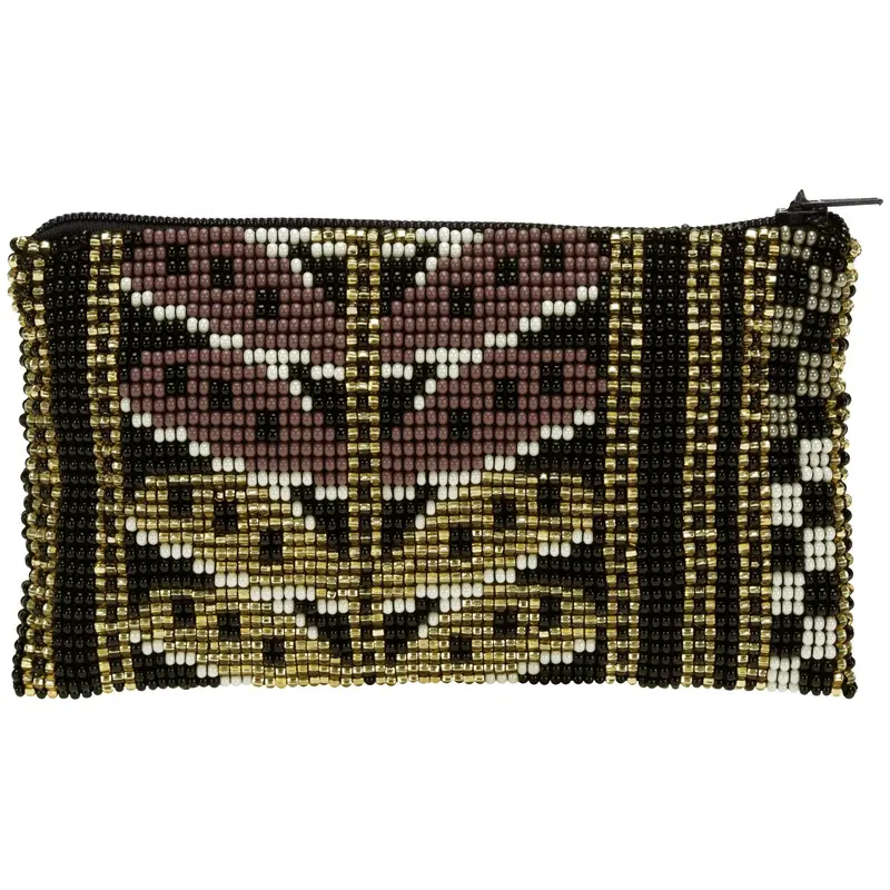 Highlands Botanical Beaded Coin Purse - Brown