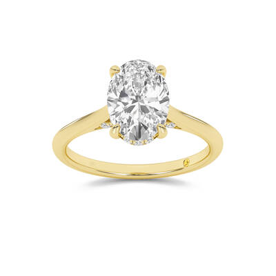 Twinkle Hidden Halo Oval Lab Grown Diamond Engagement Ring | 18K Yellow Gold 3 3/4 CT. TW.