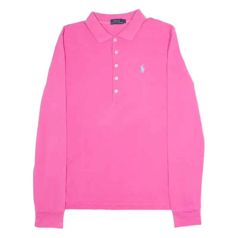 POLO RALPH LAUREN Womens Polo Shirt Pink Long Sleeve L