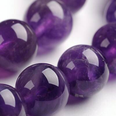 Round Natural Amethyst Gemstone Bead Strands