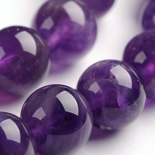 Round Natural Amethyst Gemstone Bead Strands