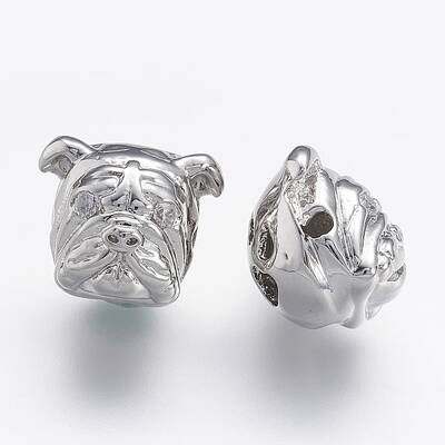 Brass Micro Pave Cubic Zirconia Puppy Beads