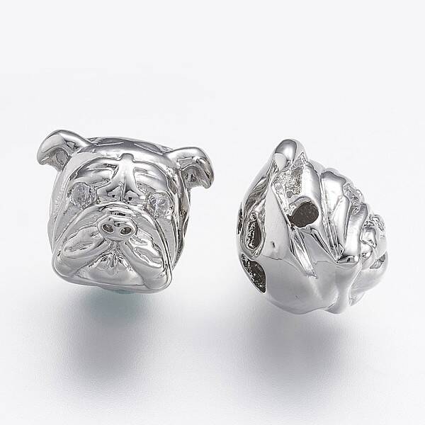 Brass Micro Pave Cubic Zirconia Puppy Beads