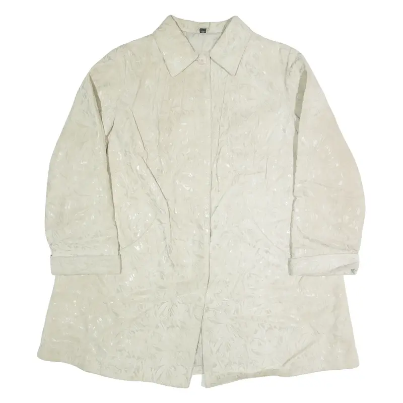 Womens Trench Coat Cream Leather 90s Floral UK 22