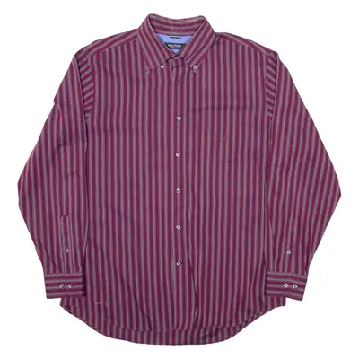 NAUTICA Mens Shirt Purple Pinstripe Long Sleeve L
