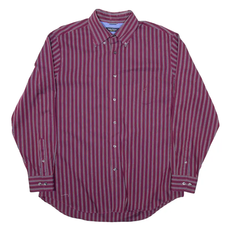 NAUTICA Mens Shirt Purple Pinstripe Long Sleeve L