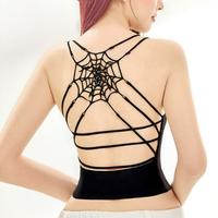 Alielnosirrah Grunge Soft Goth Dark Spider Web Built-in Bra Camisole, Breathable Fabric, Summer Layering Piece, Unique Edgy D...
