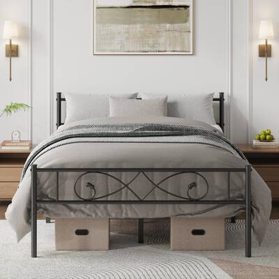 Garvee Queen Size Platform Bed Frame, Metal with Unique Fist Design Headboard, Under Bed Storage, No Box Spring Required, Eas...