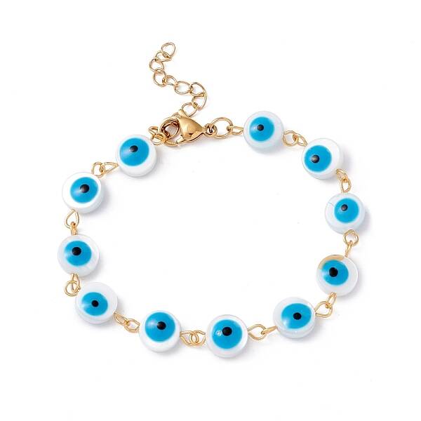 304 Stainless Steel and Enamel Shell Bead Bracelets