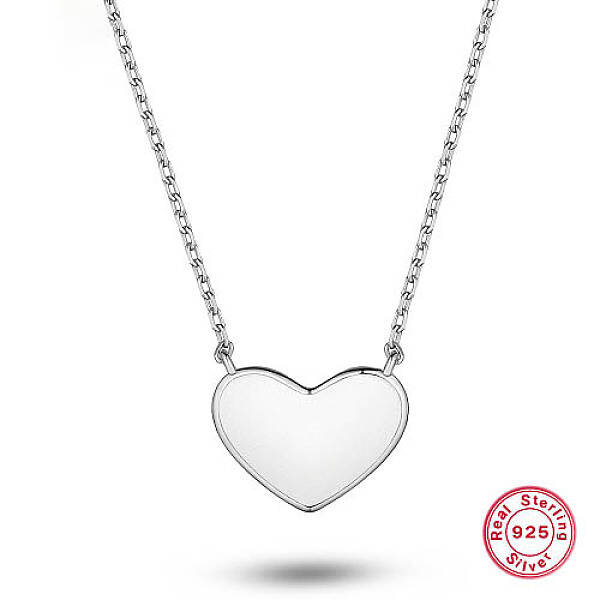 Anti-Tarnish Valentine's Day 925 Sterling Silver Heart Shape Pendant Necklaces for Women
