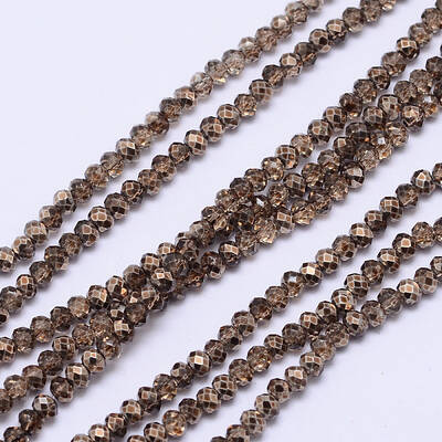 Faceted Rondelle Transparent Painted Glass Beads Strands