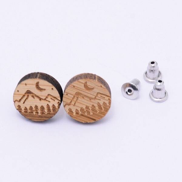 Natural Wood Stud Earrings