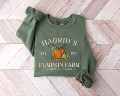Hagrid's Pumpkin Patch Sweatshirt, Fall Sweatshirt, Halloween Sweatshirt, Book Lover Gifts, Thanksgiving 2024 Menswear Crewne...