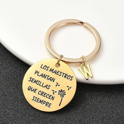 201 Stainless Steel & Brass Letter Keychain