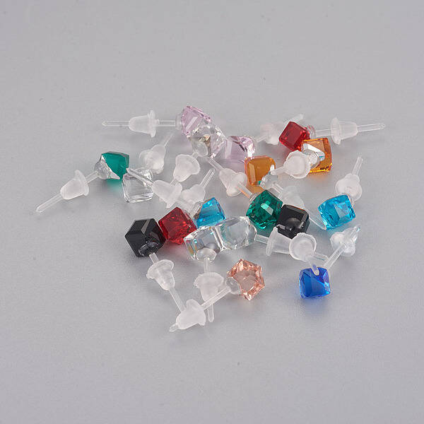 Faceted Glass Stud Earrings