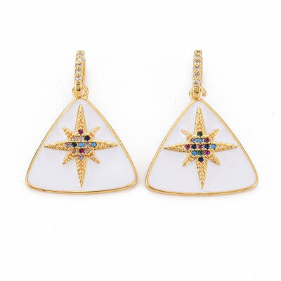 Brass Micro Pave Colorful Cubic Zirconia Pendants
