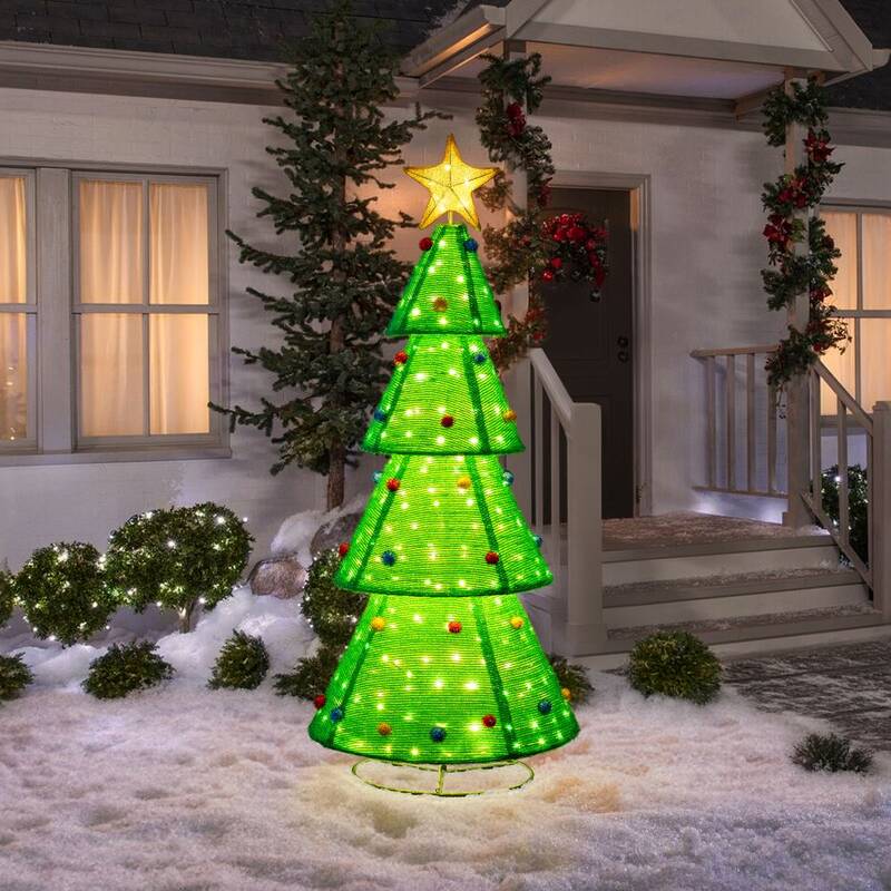 SUNJOY 77 Inch Christmas Lighted Tree with LED Lights