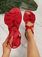 Women's Bowknot Design Flat Sandals, Casual Comfortable Slingback Sandals for Beach Vacation, Non-slip Sandals for Indoor & O...