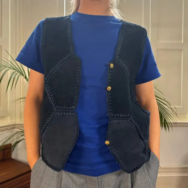 Dress Waistcoat - Medium Navy Suede