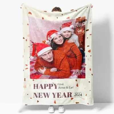 Custom Picture Happy New Year Warm Soft Blanket - Aperturee
