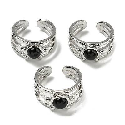 Natural Dyed & Heated Black Agate Adjustable Rings