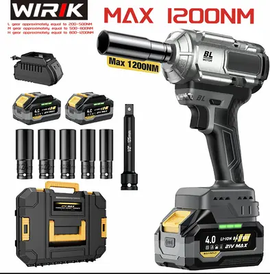RoboCore Max Torque 1200NM (900FT-LBS),impact wrench cordless,tool kit set,impacto 450,2x4.0Ah Batteries,Fast Charger,m cordl...