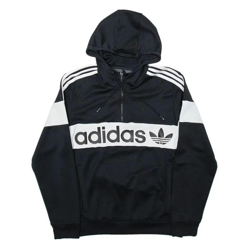 ADIDAS 1/4 Zip Mens Black Hoodie S