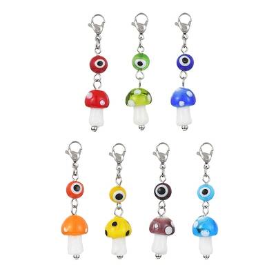 Handmade Evil Eye & Mushroom Lampwork Pendant Decorations