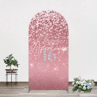 Aperturee Rose Gold Glitter Sweet 16 Birthday Arch Backdrop, 1.6X4FT(0.5X1.2M), 38.18 USD, arch backdrop kit, GH0A316-A
